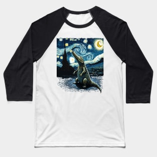 Crocodile, Starry Night in Van Gogh style Baseball T-Shirt